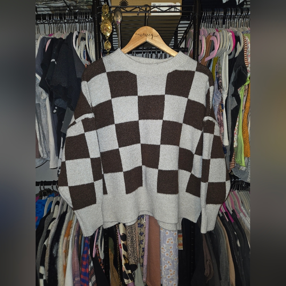 Sincerely Jules Cream and Brown Knit Sweater